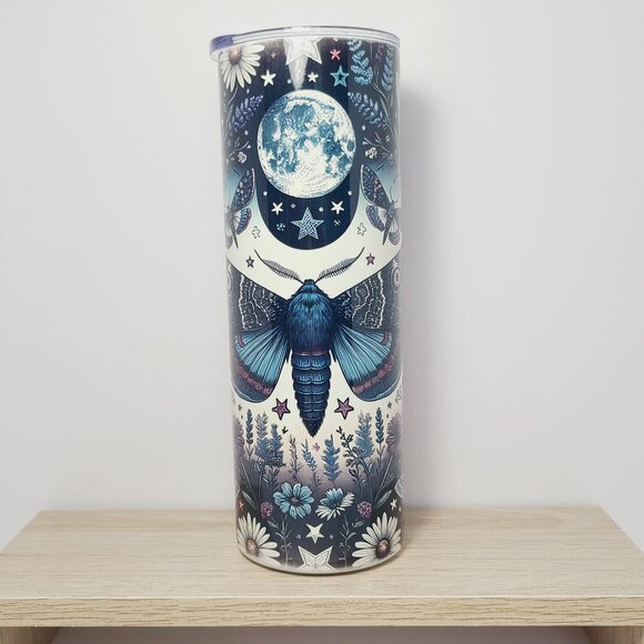 Witchy Moon Moth Tumbler – 20 oz Insulated | Crowing Hen of Clayton - Picture 3 of 7